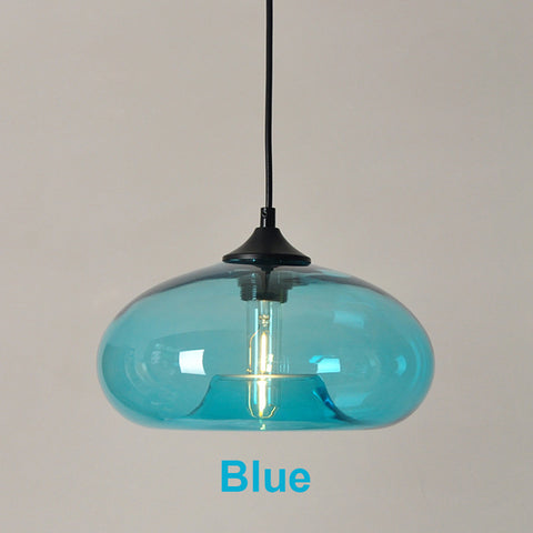 Lampe à suspension colorée suspendue en verre moderne pour salon Bar cuisine Restaurant café salle à manger luminaires nordiques pour la maison (bleu couleur)