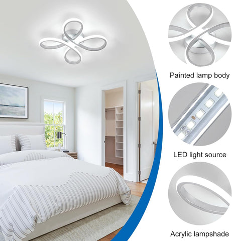 LED Ceiling Light 30W Flower Style Silver