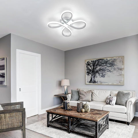 LED Ceiling Light 30W Flower Style Silver