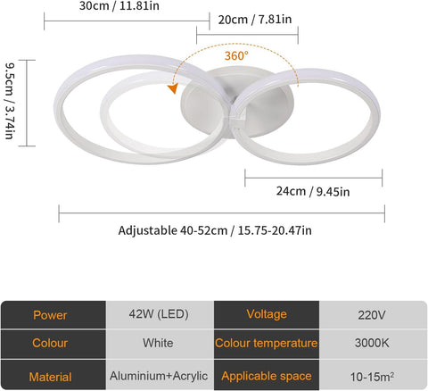 Modern LED Ceiling Light 42W Round Warm White