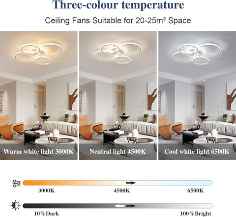 Modern LED Ceiling Light with 4 Rings, 39W