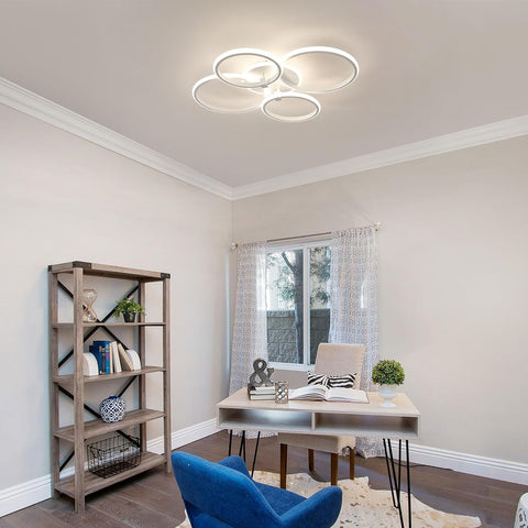 Modern LED Ceiling Light with 4 Rings, 39W