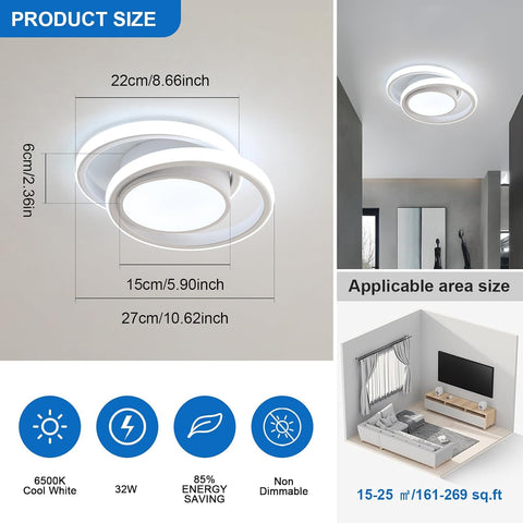 Modern Round LED Ceiling Light 32W 6500K