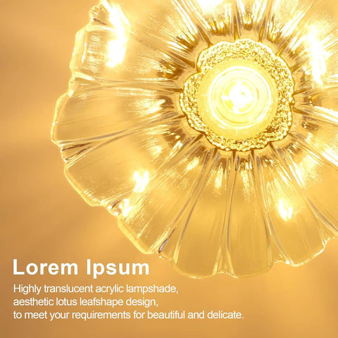 Modern Glass Flower Ceiling Light Gold E27 28cm