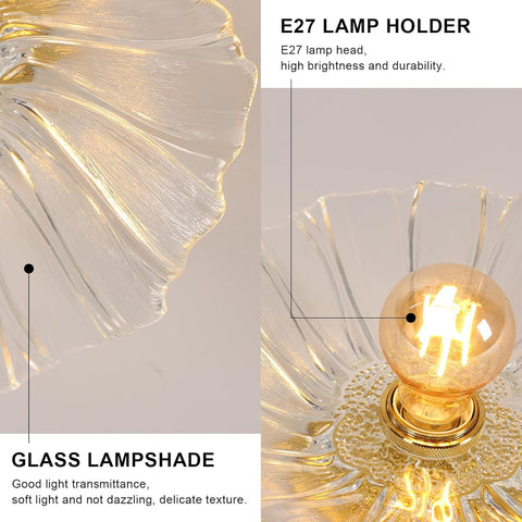 Modern Glass Flower Ceiling Light Gold E27 28cm
