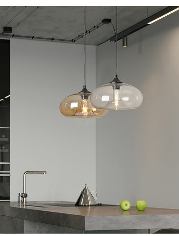 Lampe à suspension colorée suspendue en verre moderne pour salon Bar cuisine Restaurant café salle à manger luminaires nordiques pour la maison (ambre couleur)