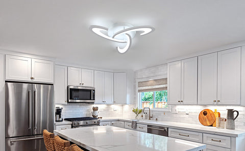 Plafonnier LED, Luminaire Plafonnier 36W 3240lm, Lampe de Plafond Design Shamrock pour Chambre à Coucher, Salon, Salle à Manger, Acrylique Blanc, Lumière blanche froide 6500K