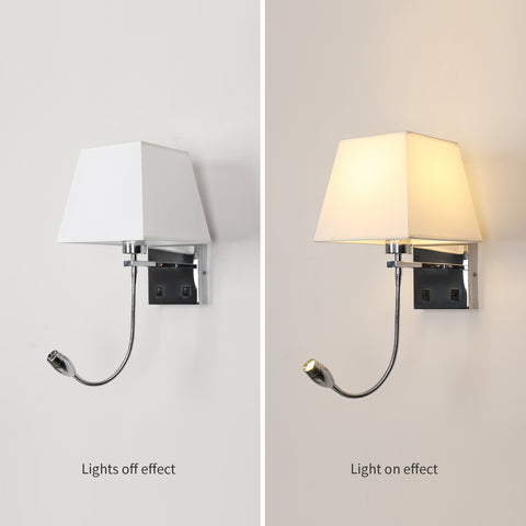 Applique de Chevet, LED Applique Murale Liseuse Chambre Bras Oscillant Titulaire E27 Veilleuse Murale (N'inclut pas les Ampoules)