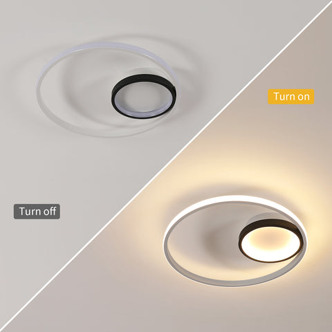 Plafonnier LED rond en aluminium 40W, lumière chaude, température de couleur 3000K, plafonnier de salon noir et blanc