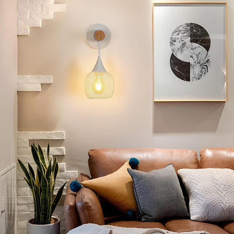 Applique Créative en Forme de Lanterne, Blanc, en Métal, Base E27 (sans Ampoule), pour Chambre Couloir