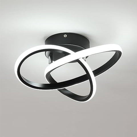 Plafonnier LED Moderne en Aluminium - Luminaire Plafond en Forme de Trèfle, 30W, 6500K Blanc Froid, Noir, 30x10cm - Idéal pour Salon, Chambre, Cuisine, Salle de Bain, Couloir