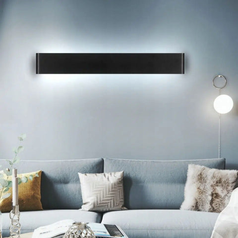 Applique murale LED en aluminium métal moderne Noir, 91 cm, Éclairage, Lumière blanche, 30W, pour Salon