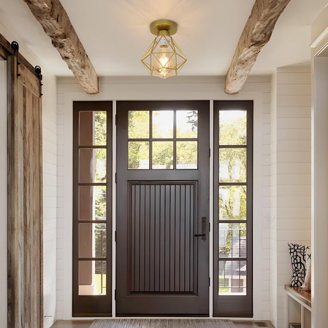 Plafonnier de Luxe, Châssis Doré 16*18 CM, en Métal, Forme de Diamant, Base E27