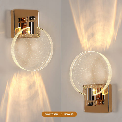 Applique Murale LED Moderne, Doré, en Acrylique, 3W Lumière Tricolore, D16*H21CM
