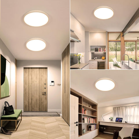 Lot de 2 Plafonniers LED Ultra-Mince Rond 40CM, 36W, Lumière Blanche Chaude 3500K, PVC, Éclairage Moderne pour Salle de Bain, Chambre, Cuisine