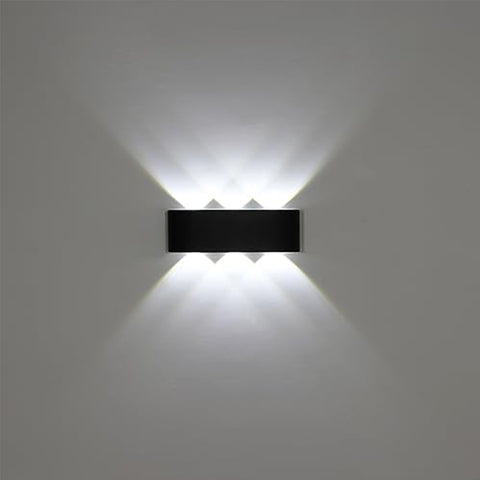 Applique Murale Extérieure Moderne  Noir,17*8*4cm, 6 têtes d'éclairage vers le haut et vers le bas, Lumière Blanche 6000K, 18W, 220V