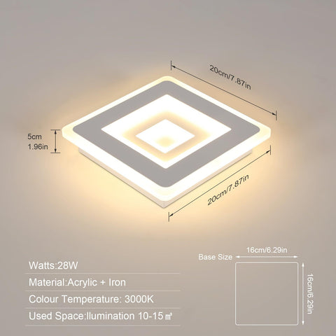 Tableau des dimensions des plafonniers