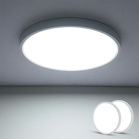 2PCS Plafonnier LED Ultra-mince, Blanc Rond 40CM, 36W 6500K Lumière Blanche Froide, PVC