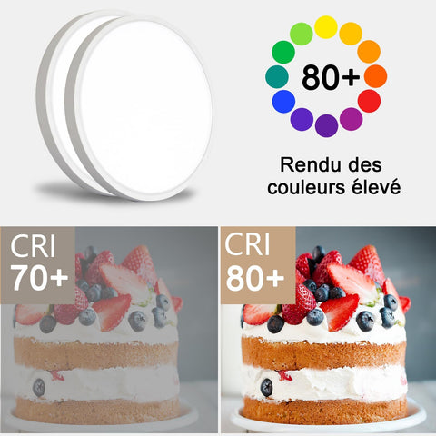 Lot de 2 Plafonniers LED Ultra-Mince Rond 40CM, 36W, Lumière Blanche Chaude 3500K, PVC, Éclairage Moderne pour Salle de Bain, Chambre, Cuisine