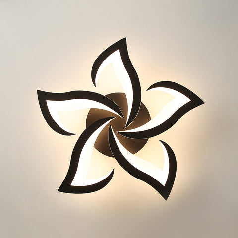 Plafonnier LED Dimmable, 40W 3500LM Lampe de Plafond Moderne avec Télécommande, Créatif Pétales Design, Plafonnier Acrylique pour Salon, Chambre, Salle à Manger,Φ60cm Noir
