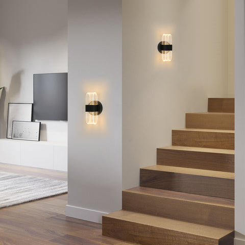 Applique Murale LED, Dimmable Lampe LED Murale Moderne, Noir Ovale 10W Acrylique Lampe Murale Interieur pour Chambre Chevet Couloir Salon Salle, 3000-6500K