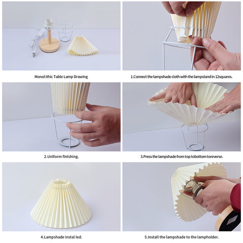 Lampe de bureau, Lampe de table plissée en bois E27, Mini lumière d'ambiance créative pour chambre à coucher