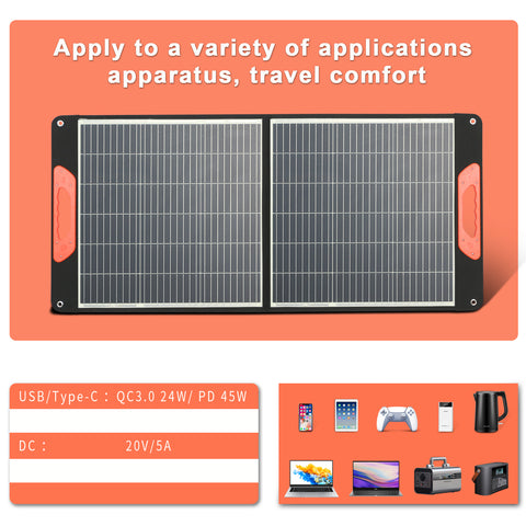 Panneau solaire portatif pour le chargeur solaire pliable de la centrale électrique 20V pour le voyage extérieur de fourgon de camping