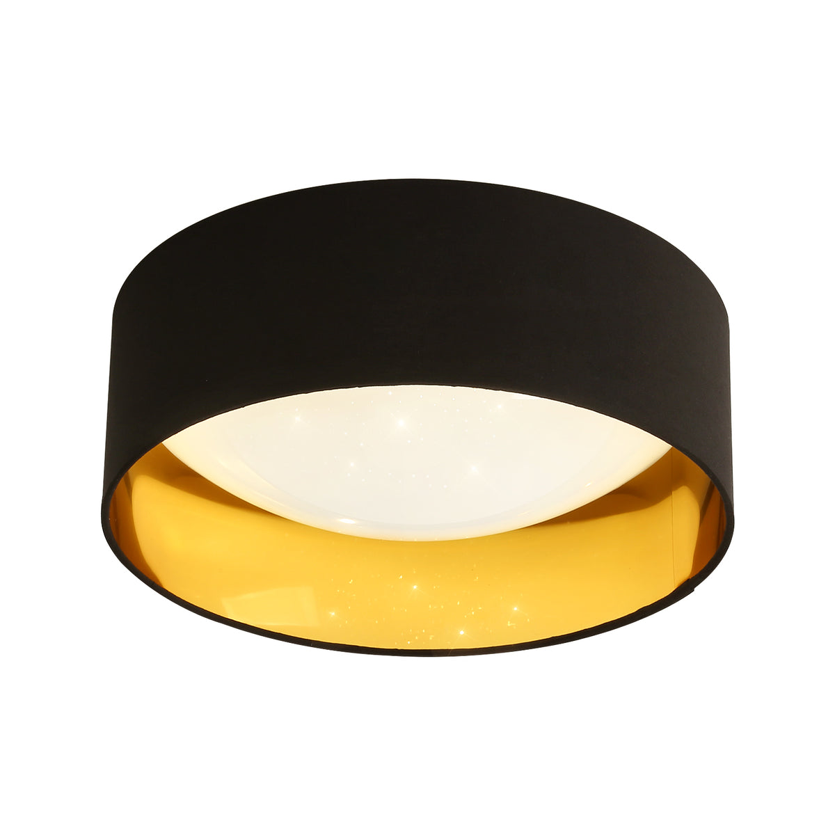 Plafonnier Moderne 12W 1000LM, Plafonnier à Paillettes Noir et or 3000K, Lustre à LED Effet Ciel étoilé pour Salon,Chambre