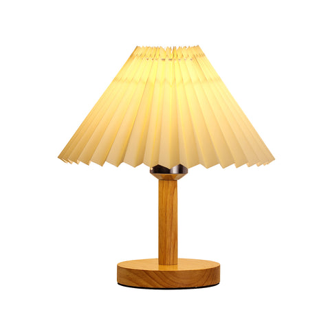 Lampe de bureau, Lampe de table plissée en bois E27, Mini lumière d'ambiance créative pour chambre à coucher