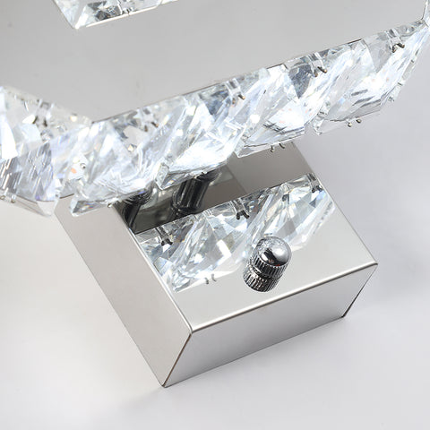 Applique Murale Cristal Intérieur 12W 1080lm Lampe Murale en Cristal LED Moderne Décoration Luminaire Mural pour Chambre à Coucher Salle à Manger Foyer Blanc Froid 6000K