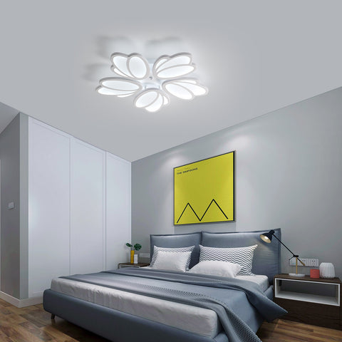 Plafonnier LED, Moderne Petal Lampe de Plafond LED, Suspension Luminaire Blanc 60W 5600LM, 6000K Lumière Blanche, Luminaire Plafonnier LED pour Salon Cuisine Chambre Salle à Manger, Ø63cm