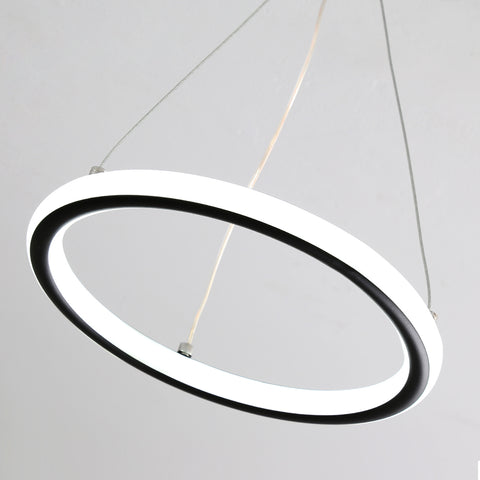 Modern Led Suspension Anneau 32W Suspension de Table à Manger à Led Moderne Lustre Acrylique Led, 220V, 22CM Lustre Led Plafonnier pour Salon, Salle à Manger, Couloir, Café, Comptoir de Bar, Noir