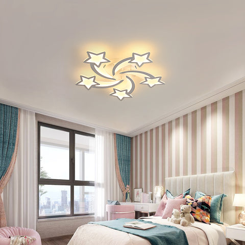 Plafonnier LED Moderne Dimmable, 50W Lampe De Plafond Créatif Forme De Étoile À 5 Têtes, Métal Acrylique Plafonnier Avec Télécommande, Pour Chambre À Coucher, Salon, Salle À Manger, Chambre D'enfant