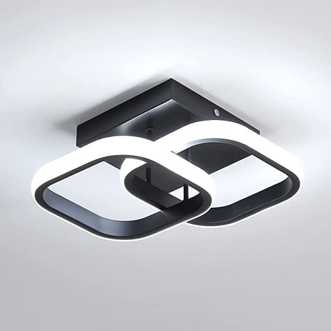 Plafonnier LED Moderne 3 Tons, Design Carré Noir en Aluminium et Fer, Luminaire Plafonnier pour Salon, Chambre, Cuisine, Salle de Bain