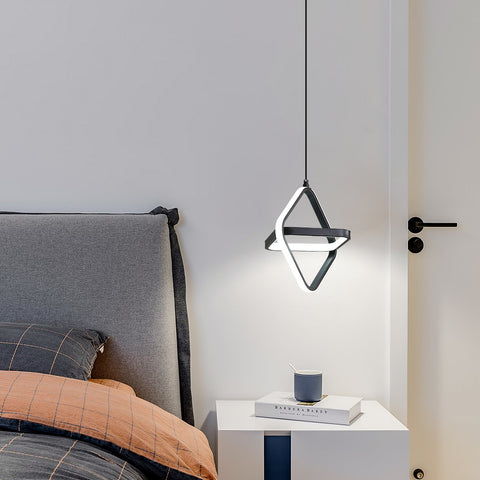 Lampe à suspension LED moderne pour lit 1 place 32 W à intensité variable pour chambre à coucher et salon