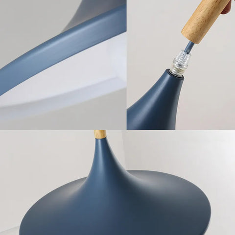 Suspension Bois Lustre E27 Base Pour salon chambre à coucher salle à manger bureau Bar Café Bleu