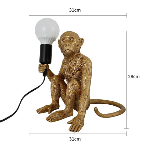 Lampe de Table Assise Singe pour Art créatif en résine Moderne,Applique Murale,lampadaire,Lustre,adaptée à la décoration intérieure de loft,Chambres,salles d'étude,Bars,magasins,etc. (Or ) Sans Ampoules