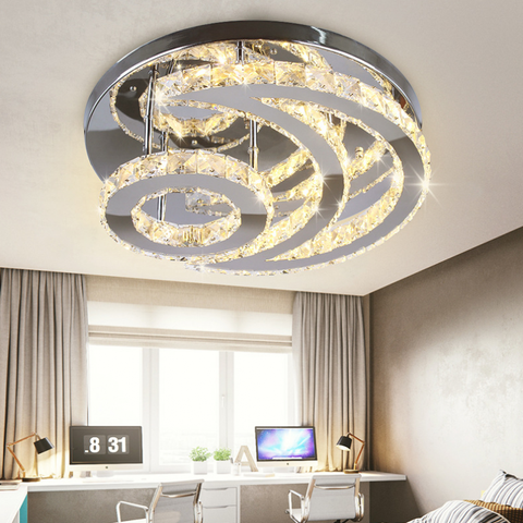 LED Plafonnier en Cristal Moderne Rond Lampe de Plafond Dimmable 3000K/4000K/6000K Pour salon chambre à coucher salle à manger bureau