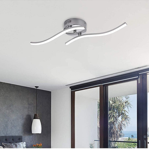 Plafonnier LED, Suspension Luminaire en forme de vague, LED intégrées 14W 1100 Lumen, lustre moderne pour salon ou cuisine, IP20 lumière Blanc Froid 6500K