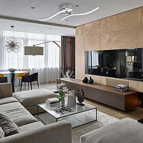 Plafonnier LED, Suspension Luminaire en forme de vague, LED intégrées 14W 1100 Lumen, lustre moderne pour salon ou cuisine, IP20 lumière Blanc Froid 6500K