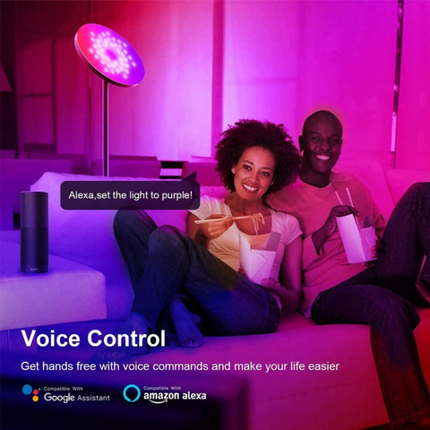 Lampe de sol LED dimmable Lampe sur pied 24W/2000LM Lampe d'angle WiFi RGB Lampe APP Télécommande Lampes de sol pour le salon, la chambre, le bureau, compatible avec les appareils de la maison intelligente