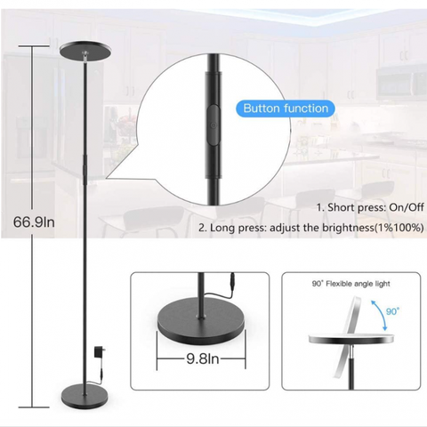 Lampe de sol LED dimmable Lampe sur pied 24W/2000LM Lampe d'angle WiFi RGB Lampe APP Télécommande Lampes de sol pour le salon, la chambre, le bureau, compatible avec les appareils de la maison intelligente