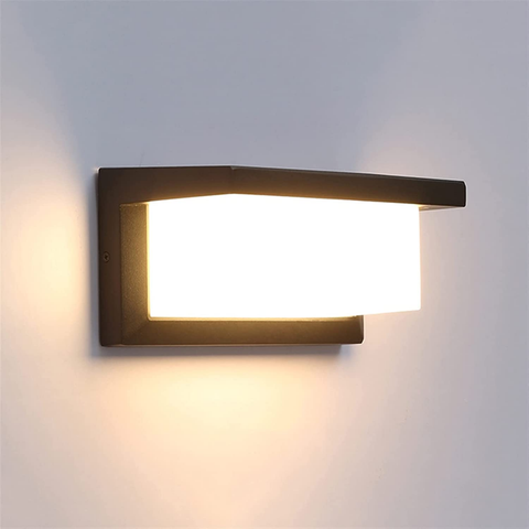 Applique Murale Extérieure étanche IP65 Lampe murale LED Blanc Chaud 3000K Pour Entrée Couloir Cour Jardin Terrasse Balcon Garage Noir