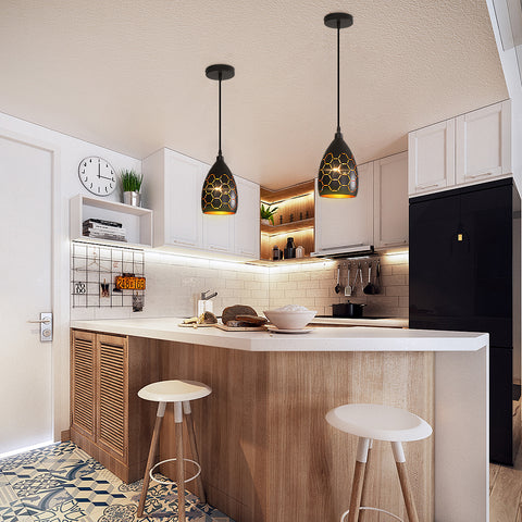 Lampe à Suspension Vintage, E27 Conception de Découpe Noir et Or 120CM Lustre Suspension en Métal, Lustre Design Industriel, Suspension Luminaire pour Salon, Chambre, Café, Bar, Restaurent