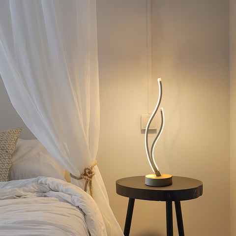 Lampe de table LED Minimaliste acrylique Lampe de table, LED métal Lampe de table design Vague Chambre éclairage tamisé LIGHTING Eye