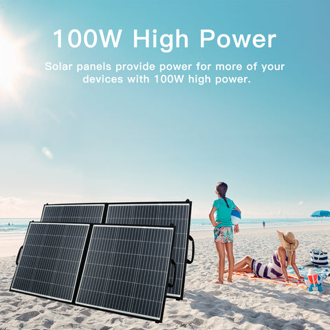 Panneau Solaire 100W pour Centrale électrique, Charge Solaire Portable Charge Rapide USB A QC3.0 PD 45W Ports DC USB-C IP65 IP65 pour Le générateur Solaire/Puissance, Ordinateur Portable, iPads
