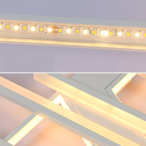 Plafoniera Lampadario LED Dimmerabile con Telecomando, Moderna Lampada Da Soffitto Quadrata A 3 Strati 50W Acrilico Montaggio A Incasso Plafoniere per Sala da Pranzo Soggiorno Cucina Ufficio