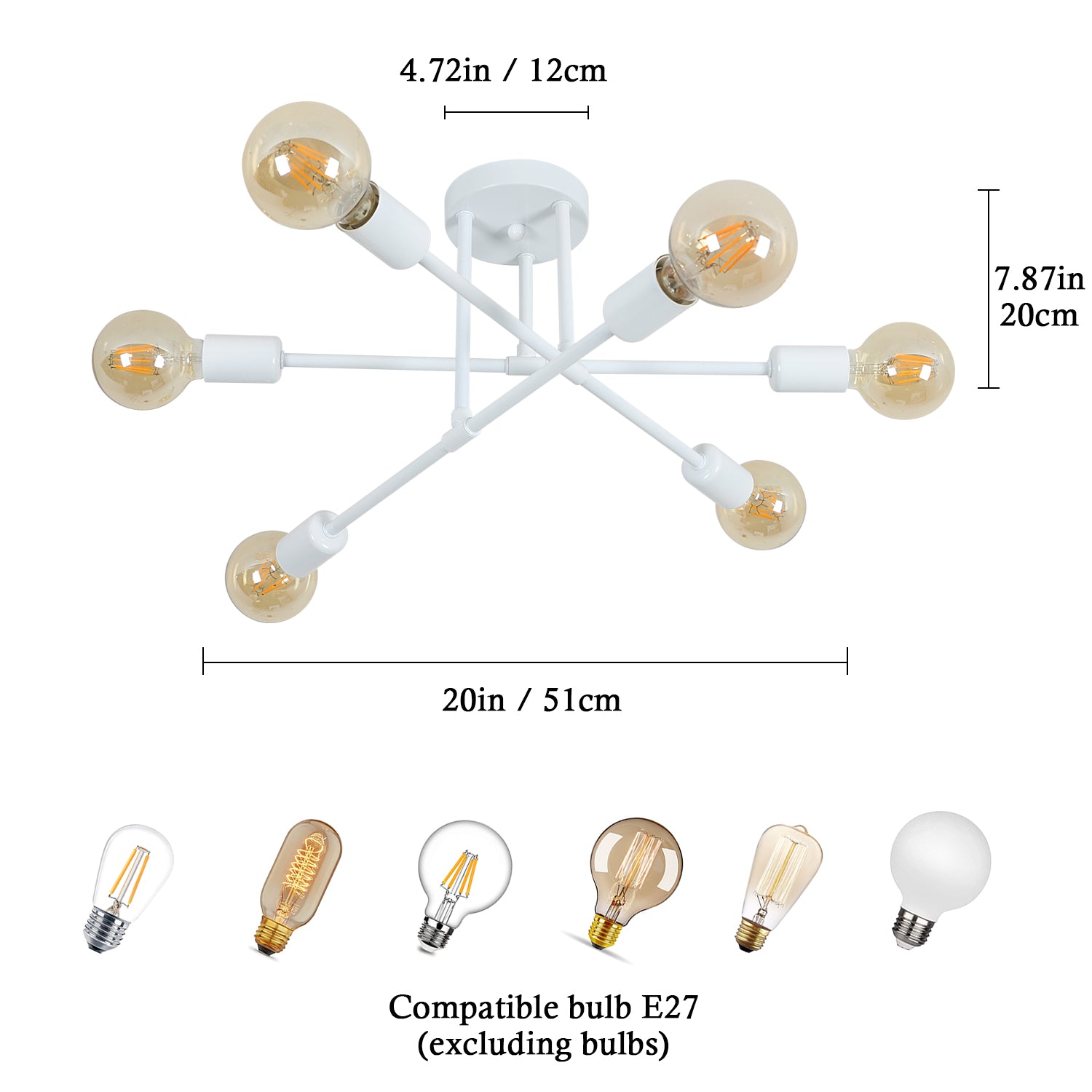 Tableau des dimensions des plafonniers