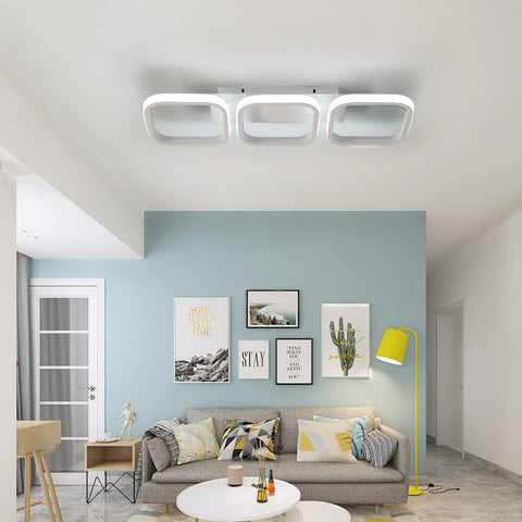 Plafonnier Led 32W, Plafonnier Carré Moderne Métal Acrylique Lampe de Plafond, 6000K