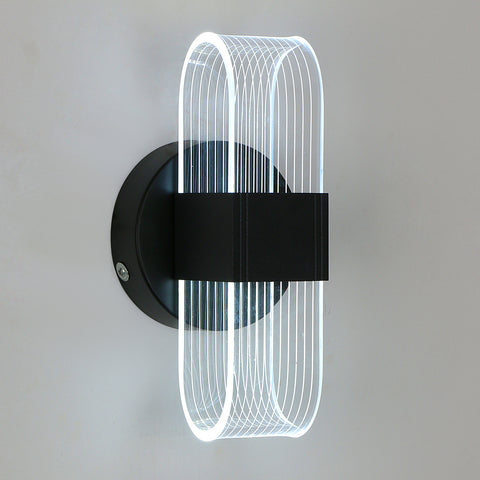 Applique Murale LED, Dimmable Lampe LED Murale Moderne, Noir Ovale 10W Acrylique Lampe Murale Interieur pour Chambre Chevet Couloir Salon Salle, 3000-6500K